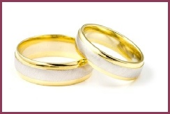 Two shining gold and silver rings